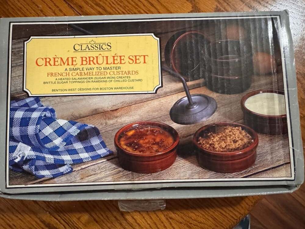 Boston Warehouse Creme Brulee Set Ramekins and Iron
